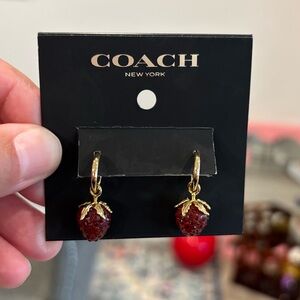 Coach Strawberry Gold Huggie Earrings